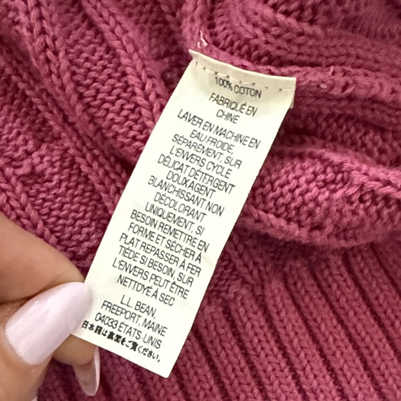 L.L. Bean Women's Cable Knit Button-Front Cardigan - Raspberry Pink - Picture 5 of 6
